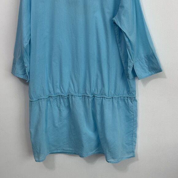 Lands End Swim Cover Up Tunic Aqua M Lightweight Embroidered Beachy Pool Boho - Picture 10 of 12